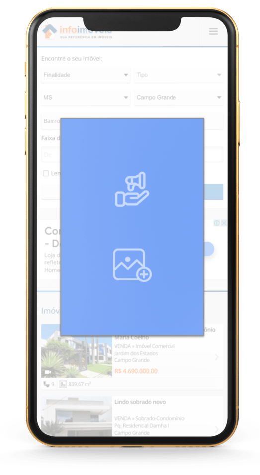 localização da publicidade Banner Popup Mobile
